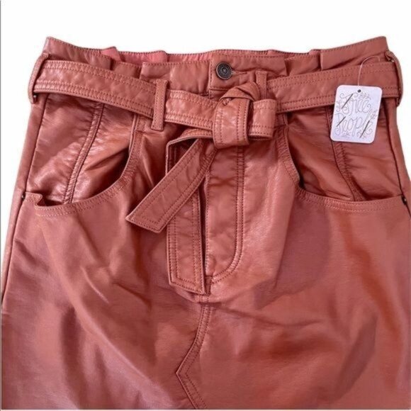 Free People East of Eden Vegan Leather Mini Skirt, Size 27 NWT - Picture 5 of 11